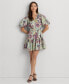 Фото #1 товара Women's Floral Cotton Voile Puff-Sleeve Dress