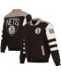 Фото #2 товара Куртка мужская JH Design черно-белая с полосками Brooklyn Nets 2-в-1 из нейлона