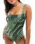 Фото #4 товара Weekday Desert swimsuit with wave print in green exclusive to ASOS