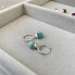 Round silver earrings with amazonite