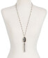 Фото #4 товара Lucky Brand silver-Tone Mother-of-Pearl-Look Beaded Lariat Necklace