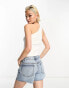 ASOS DESIGN knitted one shoulder top with rib detail in white