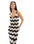 New Look chevron crochet maxi dress in black and white