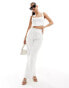 Kaiia square neck cropped top co-ord in white