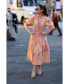 ფოტო #2 პროდუქტის Astrid Marble Smocked Midi Dress