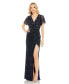 Women's Embellished Wrap Gown With Open Slit