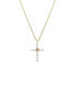 Фото #1 товара Imitation Pearl X Cubic Zirconia Cross Pendant Necklace