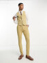 ASOS DESIGN skinny wool mix suit trousers in stone herringbone