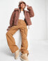 UGG Maeve sherpa zip up jacket in chestnut