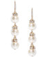 ფოტო #1 პროდუქტის Gold-Tone Pavé Rondelle Bead & Imitation Pearl Triple Drop Earrings, Created for Macy's