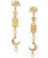 ფოტო #1 პროდუქტის Gold-Tone Pavé & Imitation Pearl Carnival Charm Linear Drop Earrings