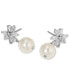 Silver-Tone Mixed Cubic Zirconia Cluster & Imitation Pearl Drop Earrings, Created for Macy's