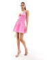 Фото #2 товара Missyempire poplin ruched waist mini dress in pink