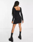 Фото #4 товара Daisy Street square neck fitted jersey mini dress in black