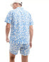 Farah printed short sleeve shirt in blue