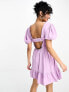 Фото #4 товара French Connection mini tea dress in lilac seersucker