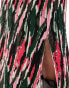 Pieces plisse maxi skirt in multi graphic print