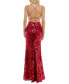 Juniors' Strappy Sequined Evening Gown