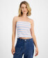 ფოტო #1 პროდუქტის Juniors' Striped Lettuce Edge Tube Top