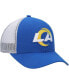 ფოტო #4 პროდუქტის Big Boys Royal, White Los Angeles Rams Adjustable Trucker Hat