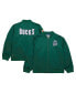 Men's Green Distressed Milwaukee Bucks Hardwood Classics Vintage-Like Logo Full-Zip Bomber Jacket