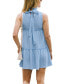 Women's Baby Blue Ruffle Collar Sleeveless Mini Beach Dress