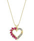 ფოტო #1 პროდუქტის Ruby (3/4 ct. t.w.) & Diamond Accent 18" Heart Pendant Necklace in 14k Gold