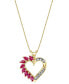 Фото #1 товара Ruby (3/4 ct. t.w.) & Diamond Accent 18" Heart Pendant Necklace in 14k Gold