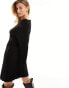 NA-KD wide rib knitted mini dress in black