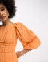 ASOS DESIGN Tall ladder detail mini beach playsuit with lace up back in orange Оранжевый, 44 - фото #3