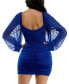 ფოტო #5 პროდუქტის Juniors' Glitter-Mesh Blouson-Sleeve Ruched Dress