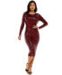 ფოტო #1 პროდუქტის Women's Sequin Cowl Back Midi Dress