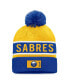 Фото #1 товара Men's Royal, Gold Buffalo Sabres Authentic Pro Rink Cuffed Knit Hat with Pom