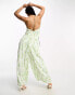 Glamorous Petite lace back strappy smock jumpsuit in green floral