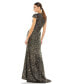 Women's Ieena Sequined Cap Sleeve High Neck Gown