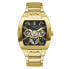 Фото #1 товара GUESS Men's Trend Multifunction Tonneau 43mm Watch Black Dial Gold-Tone GW0456G1