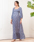 ფოტო #7 პროდუქტის Women's Maternity Crepe Shirred Bodice Maxi Dress