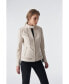 Фото #1 товара Women's Zipper Hem Detail Leather Jacket, Beige