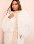 Фото #2 товара ASOS LUXE Curve faux feather longline duster coat in white