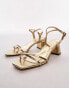 Фото #2 товара Topshop Wide Fit Iona strappy block heeled sandal in gold lizard