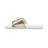 Puma Cool Cat 2.0 Metallic Shine Slide Mens Gold, White Casual Sandals 39539501