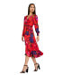 Фото #5 товара Women's Floral Faux-Wrap Long-Sleeve Midi Dress