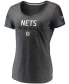 ფოტო #3 პროდუქტის Women's Charcoal Brooklyn Nets Double-Fade Space-Dye V-Neck T-shirt