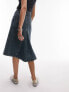 Topshop denim midi fishtail skirt in dirty dark wash