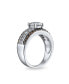 ფოტო #2 პროდუქტის 3CT AAA CZ Two Tone Chocolate Brown Color Clear Round Brilliant Cut Solitaire Engagement Ring For Women 3 Row Wide Pave Band