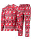 ფოტო #1 პროდუქტის Men's Red Wisconsin Badgers Ugly Sweater Long Sleeve T-shirt and Pants Sleep Set