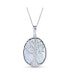 ფოტო #1 პროდუქტის Celtic White Rainbow Mother Of Pearl Shell Oval Family Tree Of Life Pendant Necklace Western Jewelry For Women .925 Sterling Silver