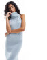 Фото #4 товара ASOS DESIGN boucle sleeveless extreme roll maxi dress in baby blue