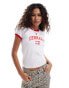 Фото #1 товара ASOS DESIGN shirred ringer baby tee with denmark football graphic in white