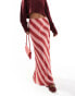 Фото #1 товара ASOS DESIGN satin bias maxi skirt in pink stripe